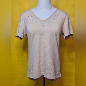 Source Unknown Beige Short Sleeve Top